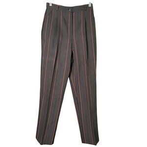 VintageHigh Rise Pleated Front Dark Academia Gothic Punk Black Red Pinstripe Woo